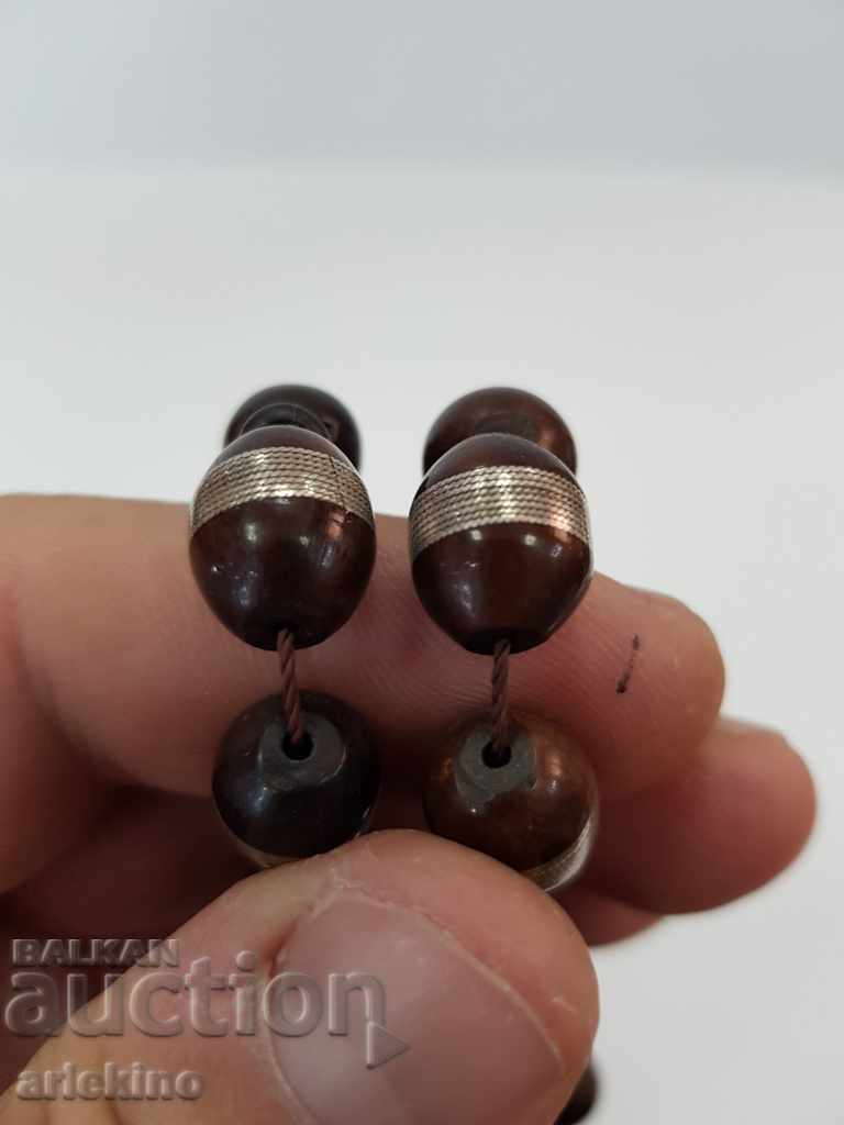 Beautiful old rosary made of wood and silver 20th century - 6