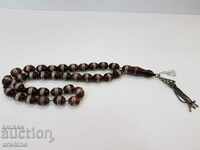 Beautiful old rosary made of wood and silver 20th century