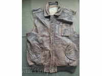 Leather rocker brand vest: Messageries Aeriennes №52