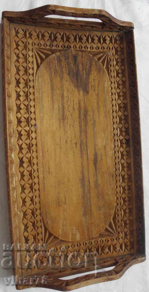 old wooden tray, tray with price 64.99 BGN | € 33.23