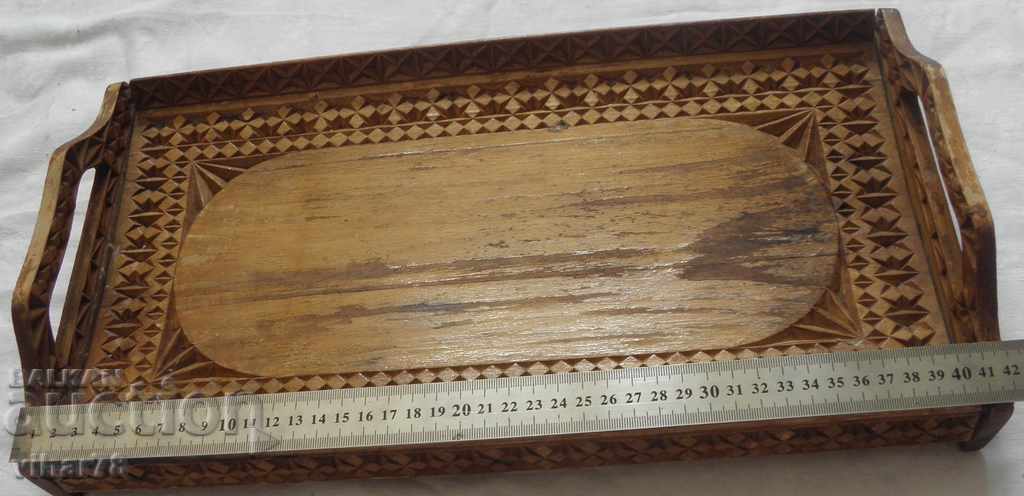 Delivery of old wooden tray, tray