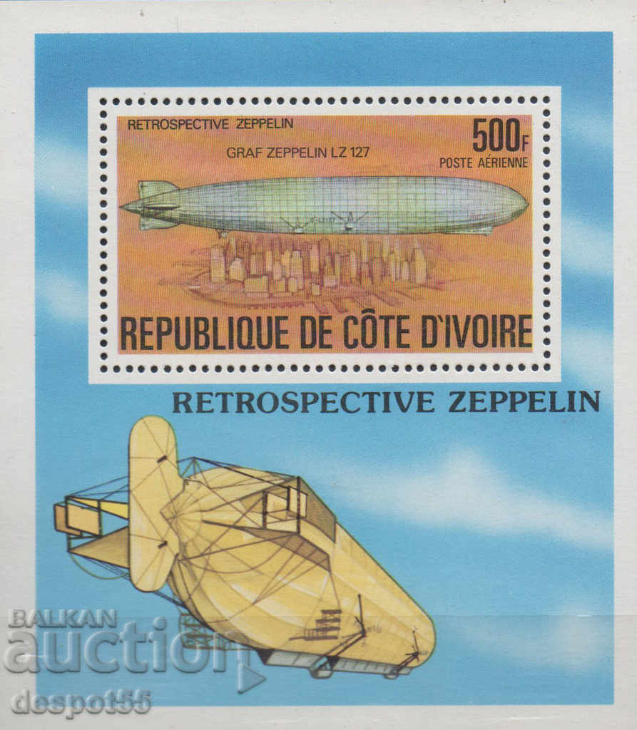 1977. Кот д'Ивоар. История на въздушните кораби. Блок.