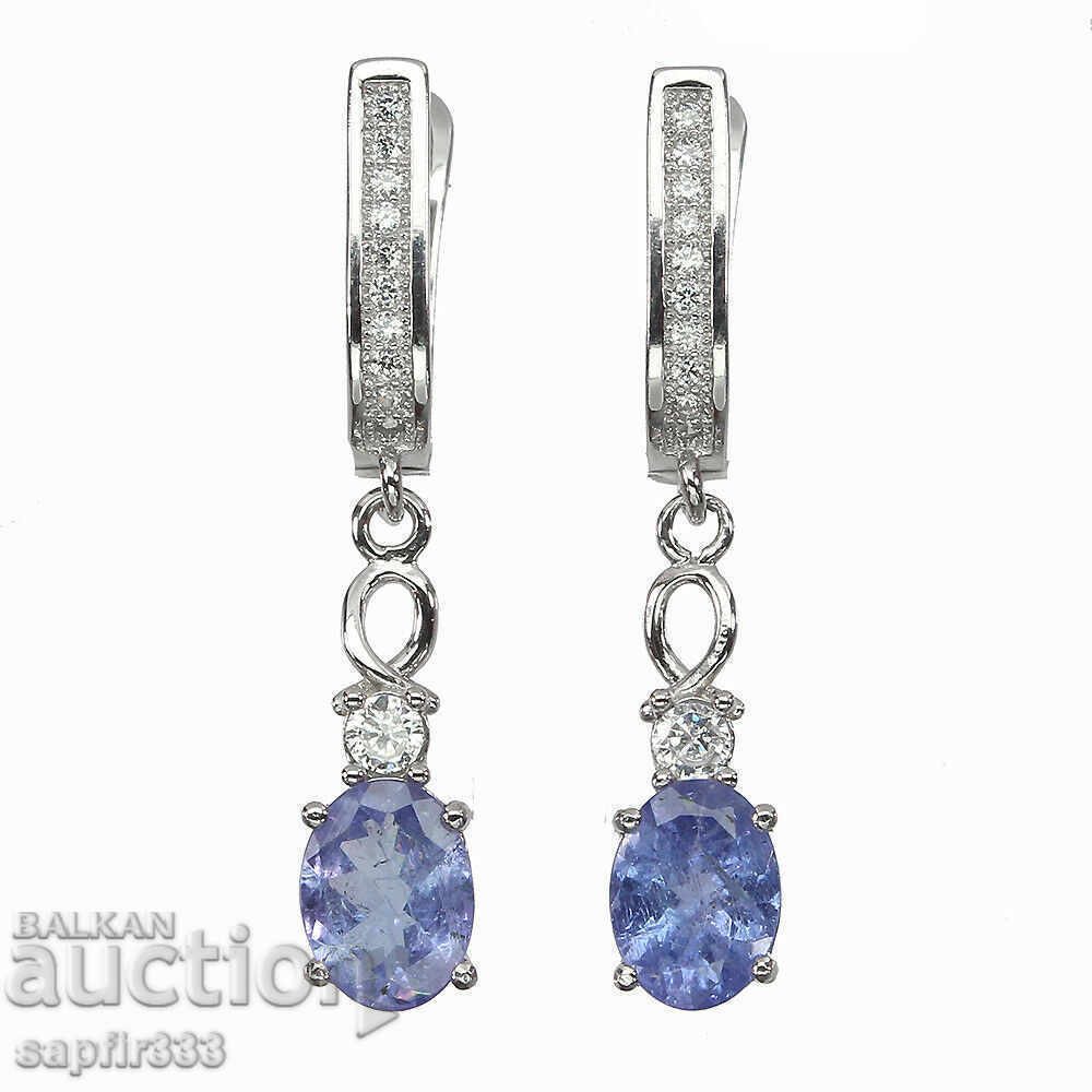 UNIQUE STYLISH EARRINGS WITH NATURAL TANZANITE AND ZIRCONI