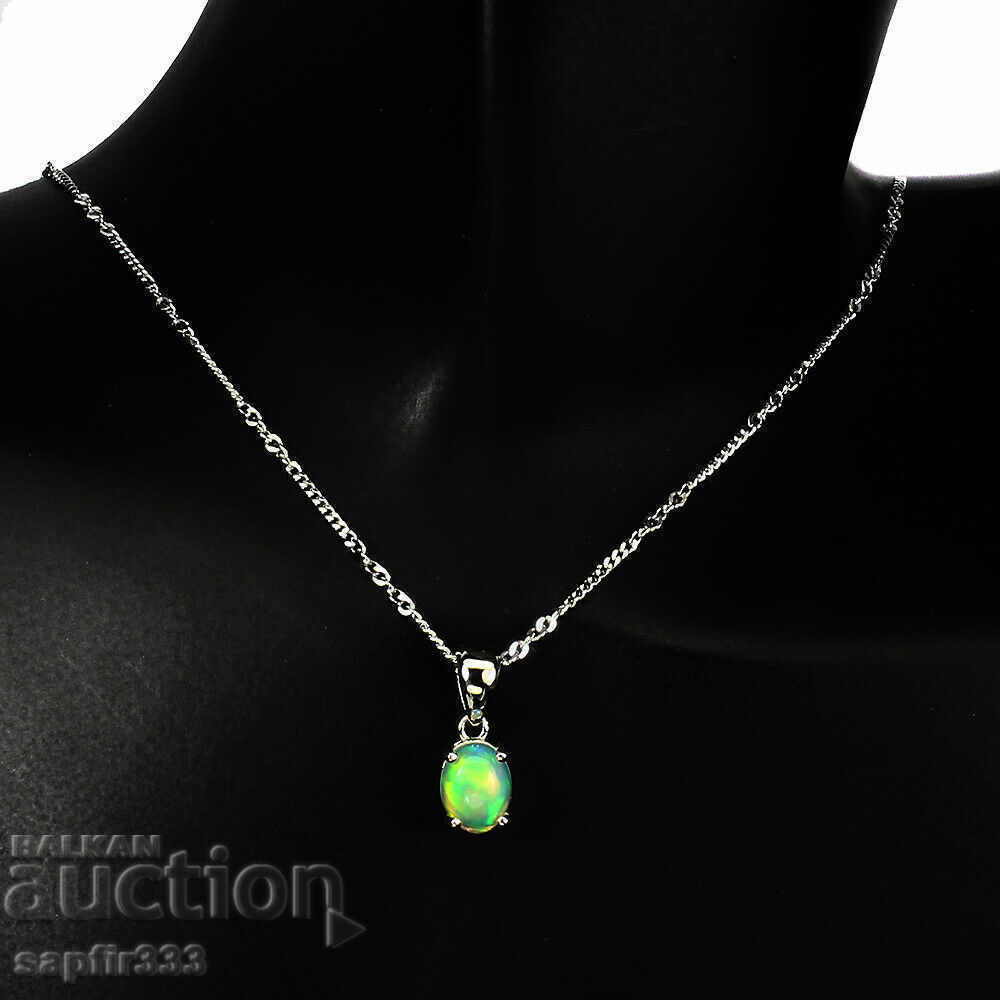 EXCELLENT NECKLACE WITH NATURAL ETHIOPIAN ARC OPAL with price 147.00 BGN | € 75.16 EXCELLENT NECKLACE WITH NATURAL ETHIOPIAN ARC OPAL with price 147.00 BGN | € 75.16