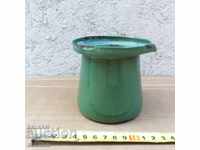 ENAMELED SOC. POT, POTTER, GLASS WITH MARKING