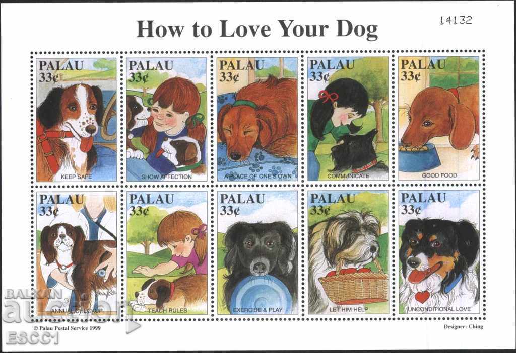 Чисти марки в малък лист Фауна Кучета 1999 от Палау
