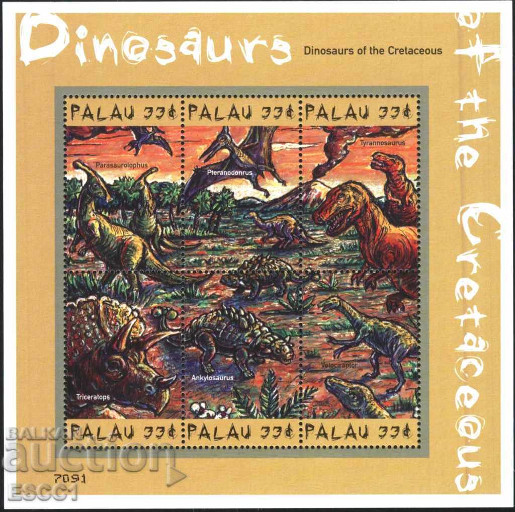 Чисти марки в малък лист Фауна Динозаври 2000 от Палау