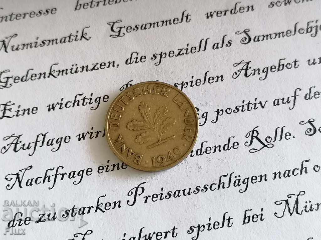 Coin - Germany - 10 pfennigs 1949; D series with price 2.75 BGN | € 1.41 Coin - Germany - 10 pfennigs 1949; D series with price 2.75 BGN | € 1.41