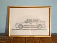 Opel Astra Mr. Pencil drawing.