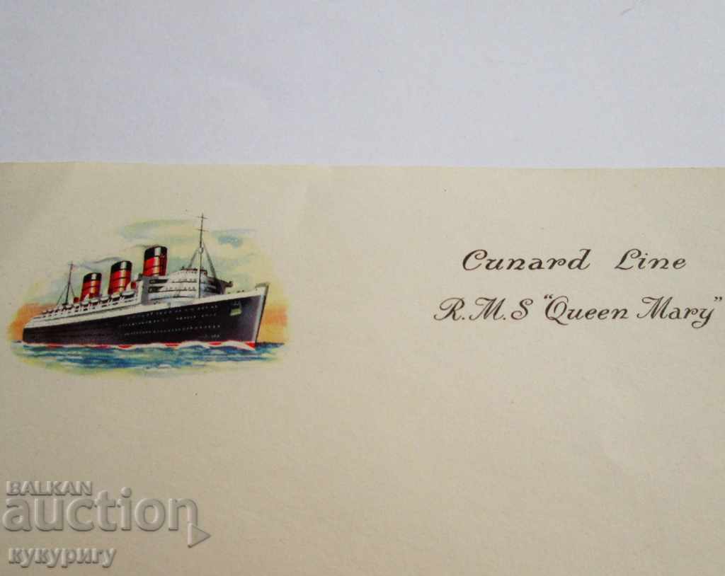 Доставка на Старинна бланка за писмо параход океански лайнер Queen Mary Доставка на Старинна бланка за писмо параход океански лайнер Queen Mary