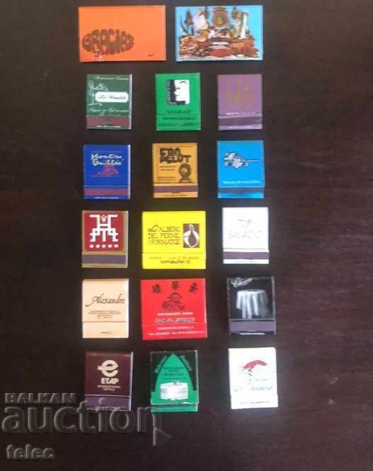 Set of 17 advertising matchboxes from Spain