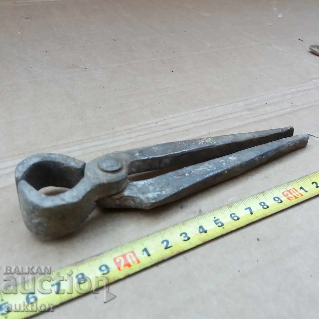 OLD MASSIVE FORGED CURPED, PLIERS