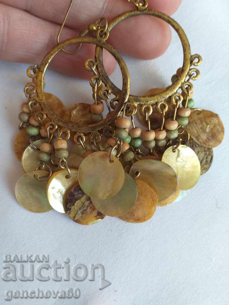 Beaded necklace and mother-of-pearl earrings/folk costume - 6