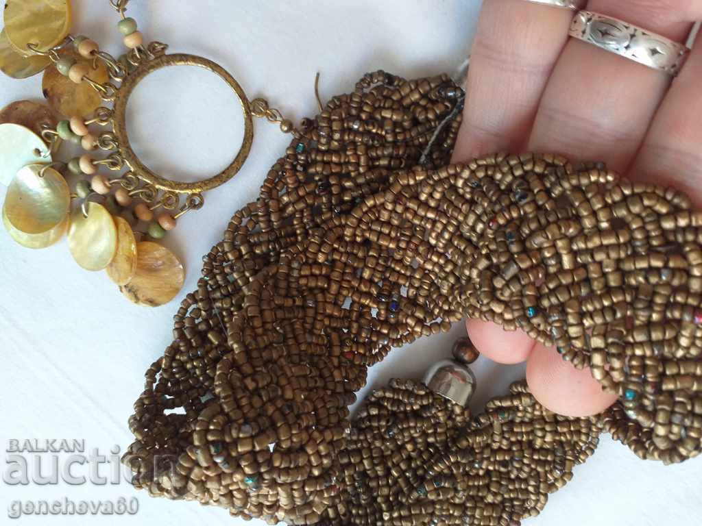 Beaded necklace and mother-of-pearl earrings/folk costume - 7