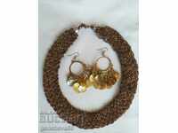 Colier cu mărgele și cercei sidef/costum popular