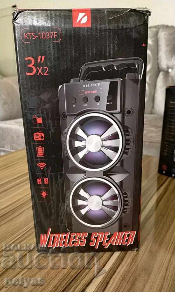 Επαναφορτιζόμενο ηχείο Bluetooth KTS-1037 2x5W + MP3 + - 5 Επαναφορτιζόμενο ηχείο Bluetooth KTS-1037 2x5W + MP3 + - 5