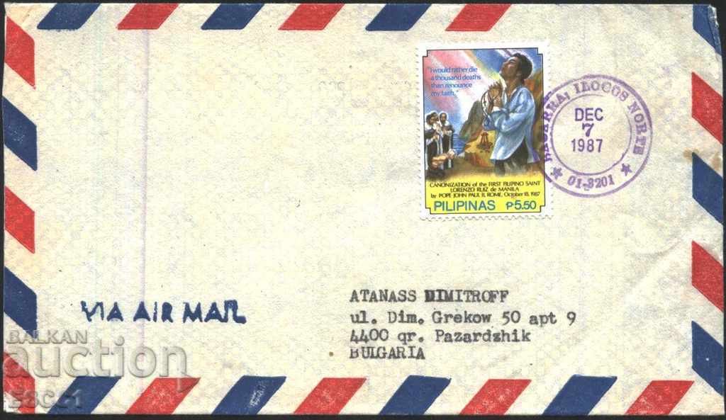 Traveled an envelope with the brand Religion 1987 from the Philippines