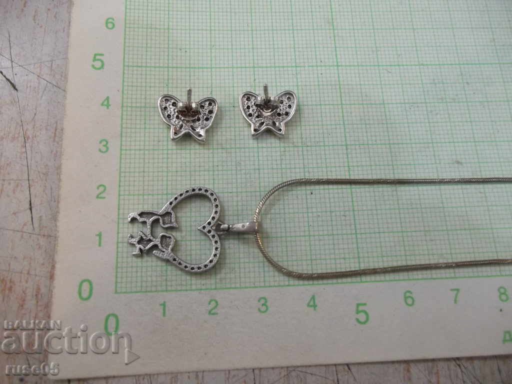 Set of earrings and cigar with pendant silver 925-8.05 g. - 7 Set of earrings and cigar with pendant silver 925-8.05 g. - 7