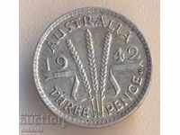 Australia 3 pence 1942s, argint