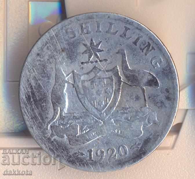 Șiling australian 1920M, argint, tiraj 520 mii