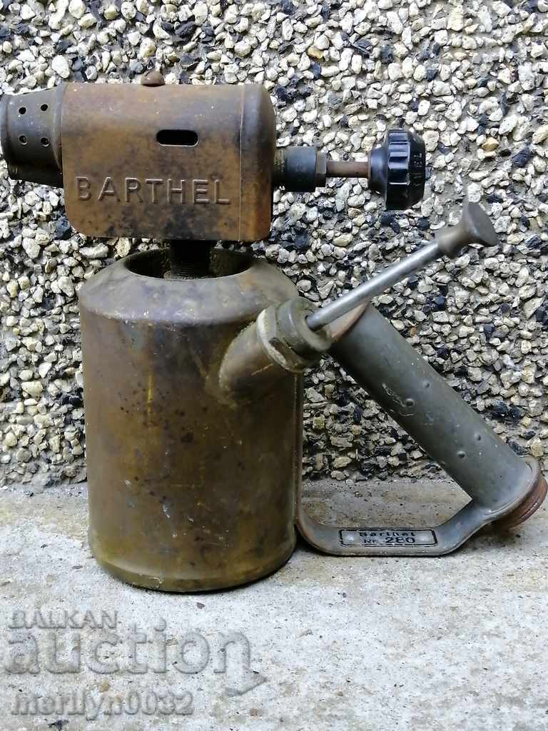 Стара Немска бензинова лампа BARTHEL пърлено прасе РАБОТЕЩА
