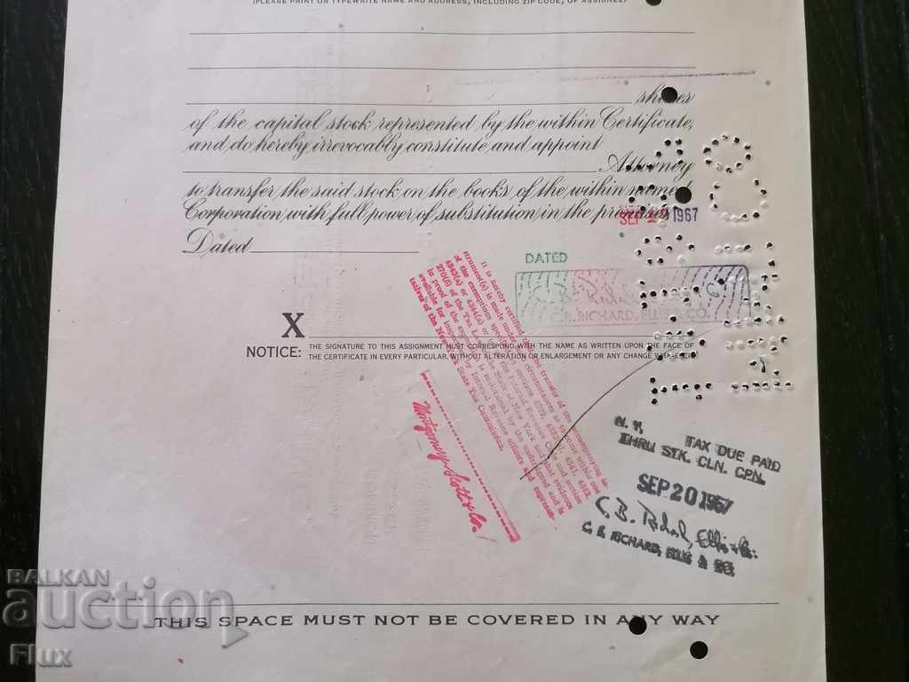 Share certificate Foremost - McKesson Inc. | 1967 - 7 Share certificate Foremost - McKesson Inc. | 1967 - 7