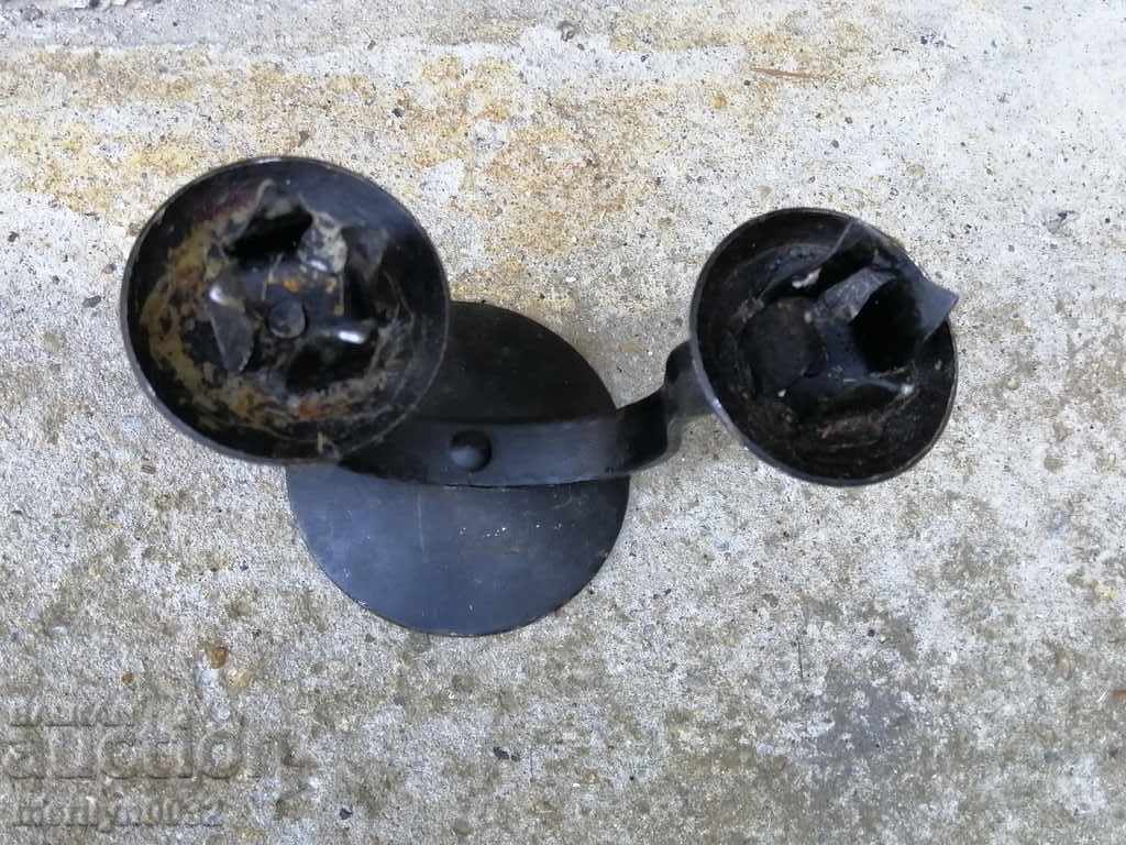 An old candle made of wrought iron lamp - 5