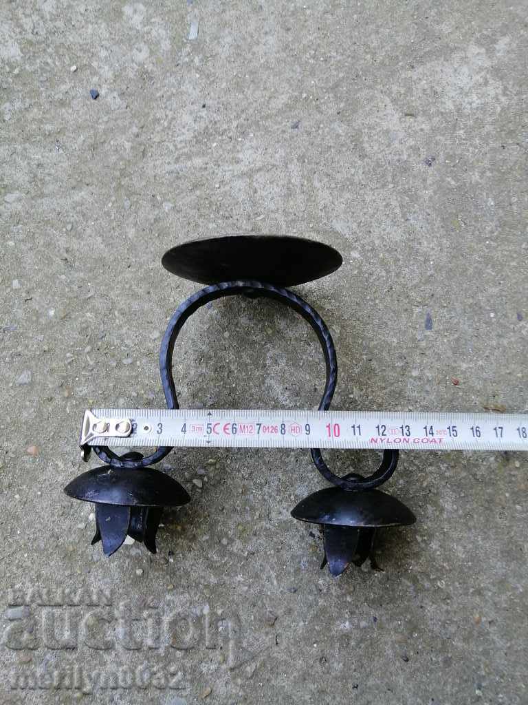An old candle made of wrought iron lamp - 7