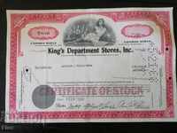 Share certificate King's Department Stores Inc. | 1968