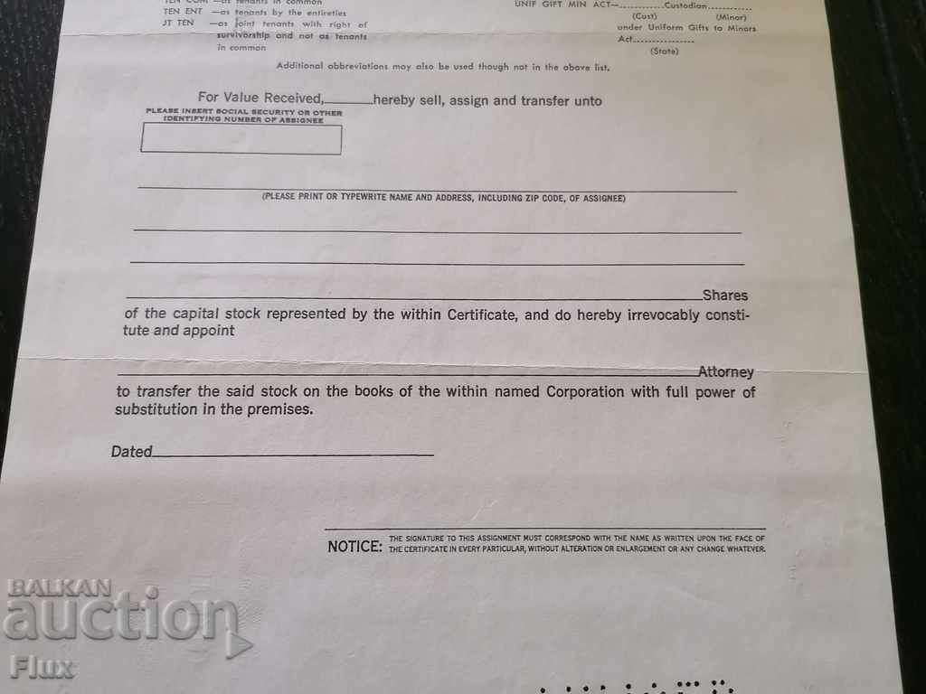 Share certificate Tech-Aerofoam Products Inc. | 1970 - 6 Share certificate Tech-Aerofoam Products Inc. | 1970 - 6