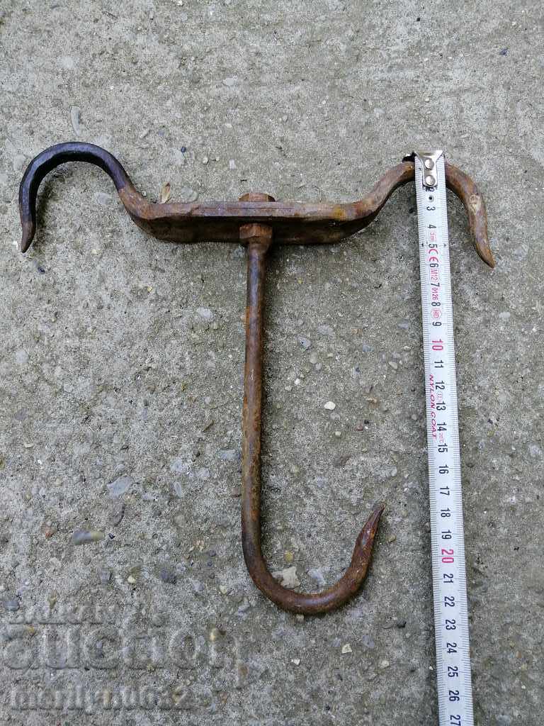 An old forged scraping hook, double twin - 5 An old forged scraping hook, double twin - 5