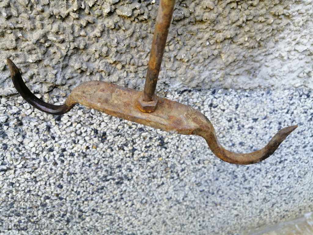 An old forged scraping hook, double twin - 6 An old forged scraping hook, double twin - 6