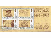 1992. Guernsey. 500 de ani de la descoperirea Americii. Bloc.