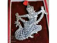 Silver Brooch Siam Dancer with Nielo