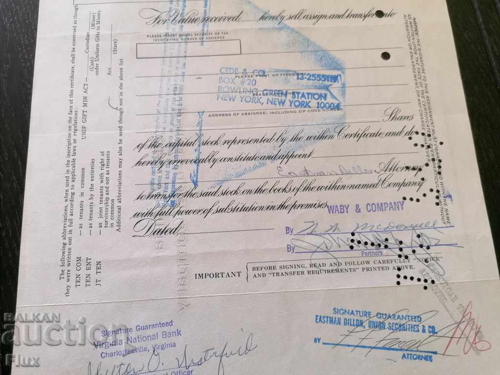 Share certificate West Virginia Pulp and Paper | 1967 - 6 Share certificate West Virginia Pulp and Paper | 1967 - 6
