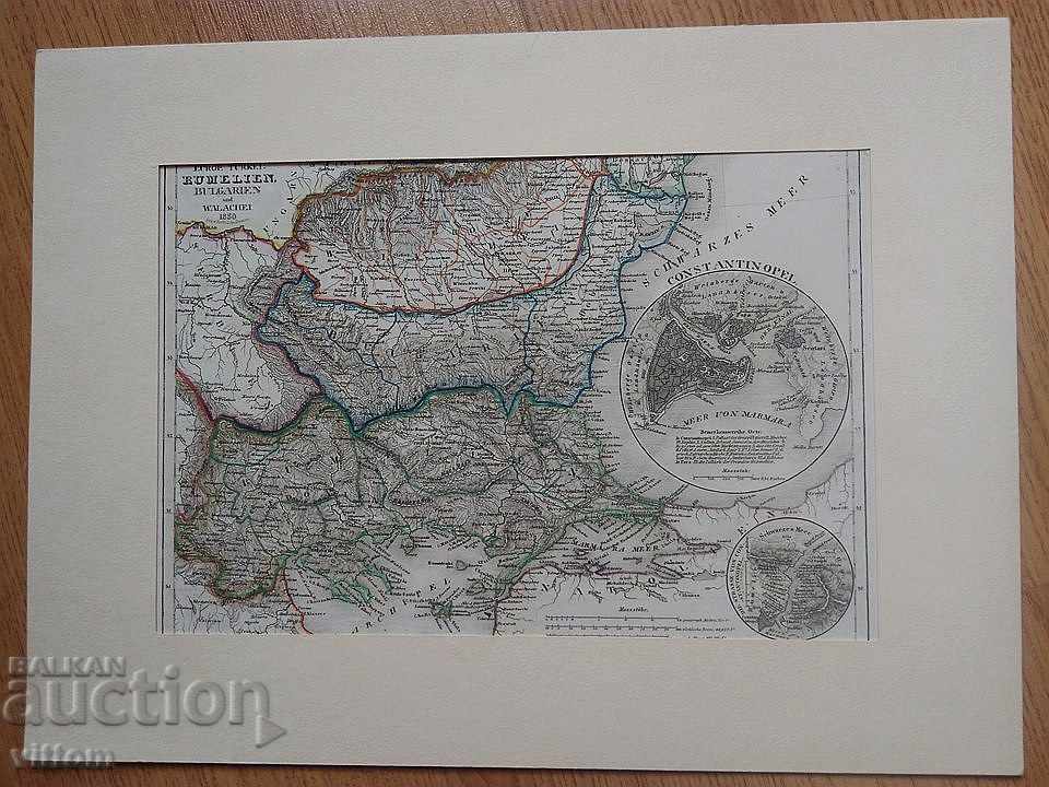 Карта стара гравюра България Румелия Турция Балкани 19 век