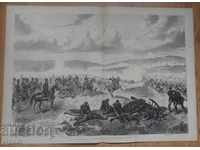 The Battle of Pleven old engraving Russian-Turkish war army