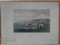 Silistra hand-painted old engraving 19th century Danube fortress