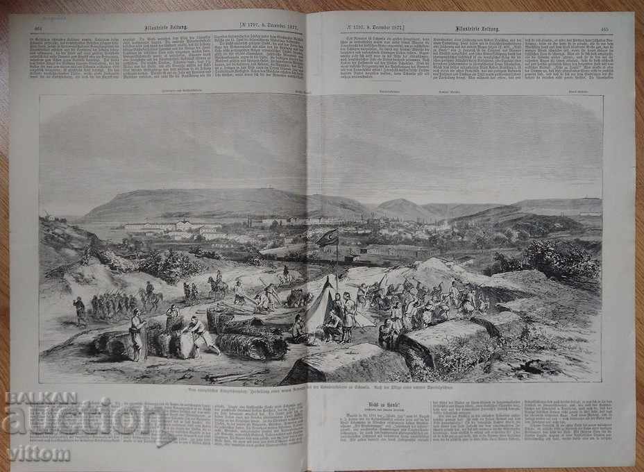 Shumen Russo-Turkish war old engraving fortifications army