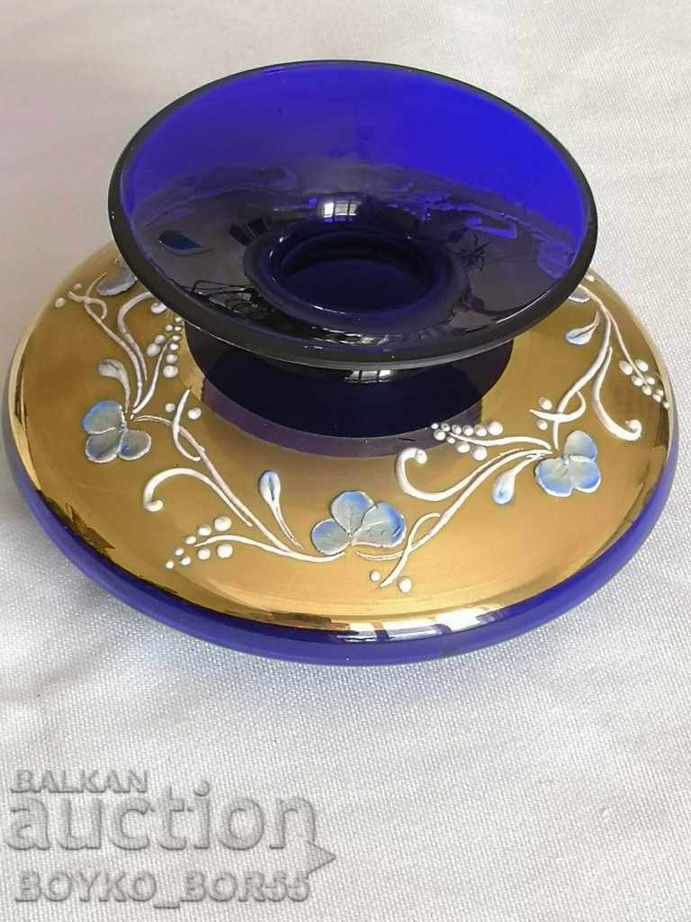Lovely Blue Glass Vase with Gilding