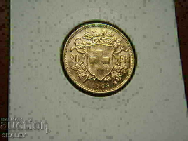 Livrarea 20 franci 1903 Elveția /2/ - AU/Unc (aur)