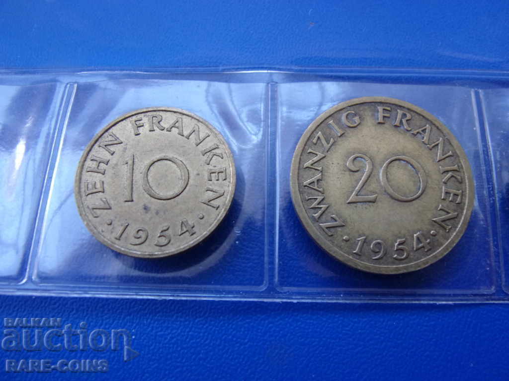 Saarland Lot 1954-1955 Σπάνιο πρωτότυπο με τιμή € 17.90 | 35.01 BGN