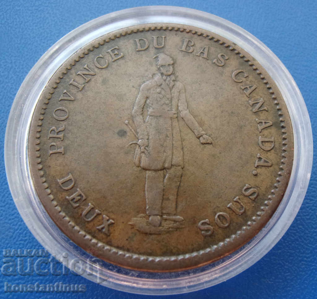 Canada 2 Sou 1837 Rare