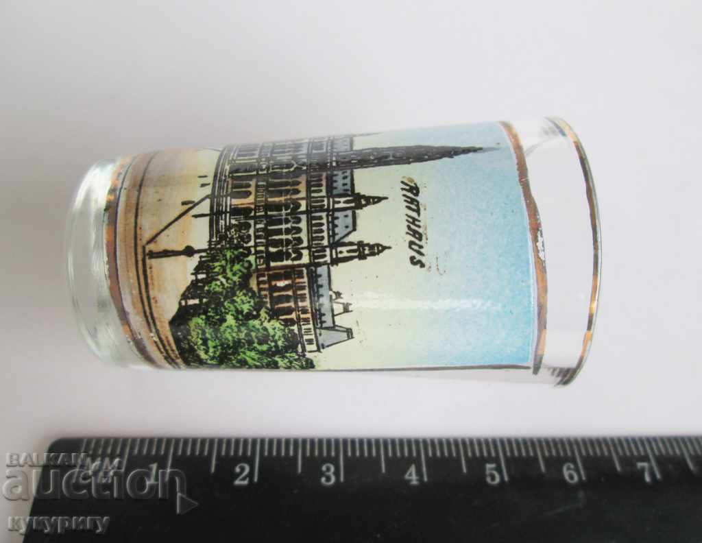 Old small glass cup with painted enamel Vienna with price 25.00 BGN | € 12.78 Old small glass cup with painted enamel Vienna with price 25.00 BGN | € 12.78