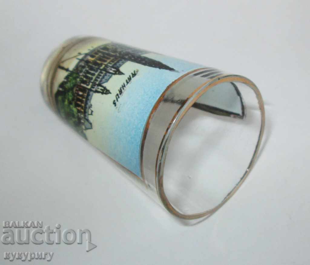 Old small glass cup with painted enamel Vienna - 6 Old small glass cup with painted enamel Vienna - 6