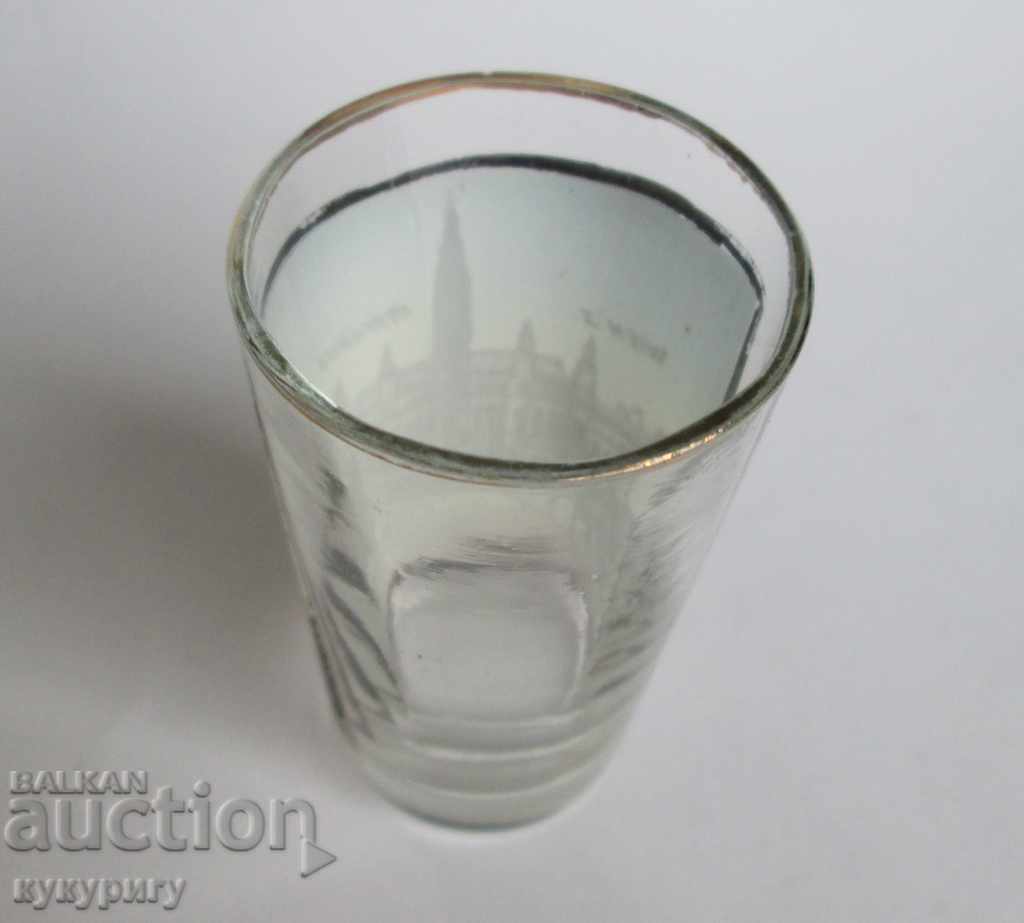 Old small glass cup with painted enamel Vienna - 7 Old small glass cup with painted enamel Vienna - 7