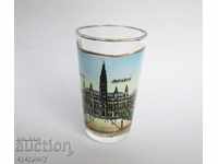 Old small glass cup with painted enamel Vienna