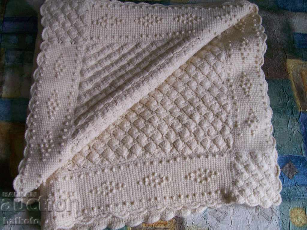 Licitație Scutec pentru copii din lână tricotat manual din anii 70 - 100/100 cm