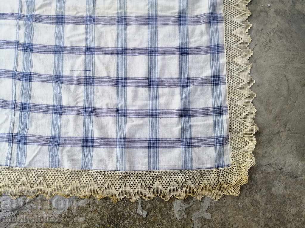 Vintage χειροποίητο σεντόνι με δαντέλα - 7