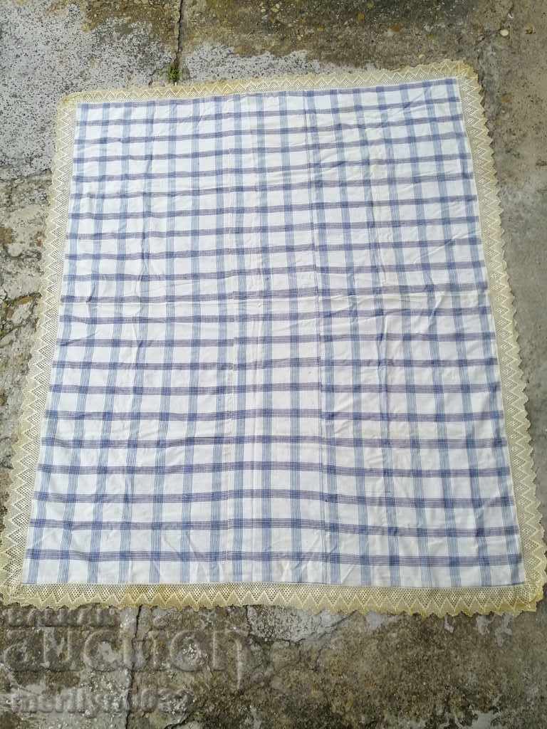 Vintage χειροποίητο σεντόνι με δαντέλα